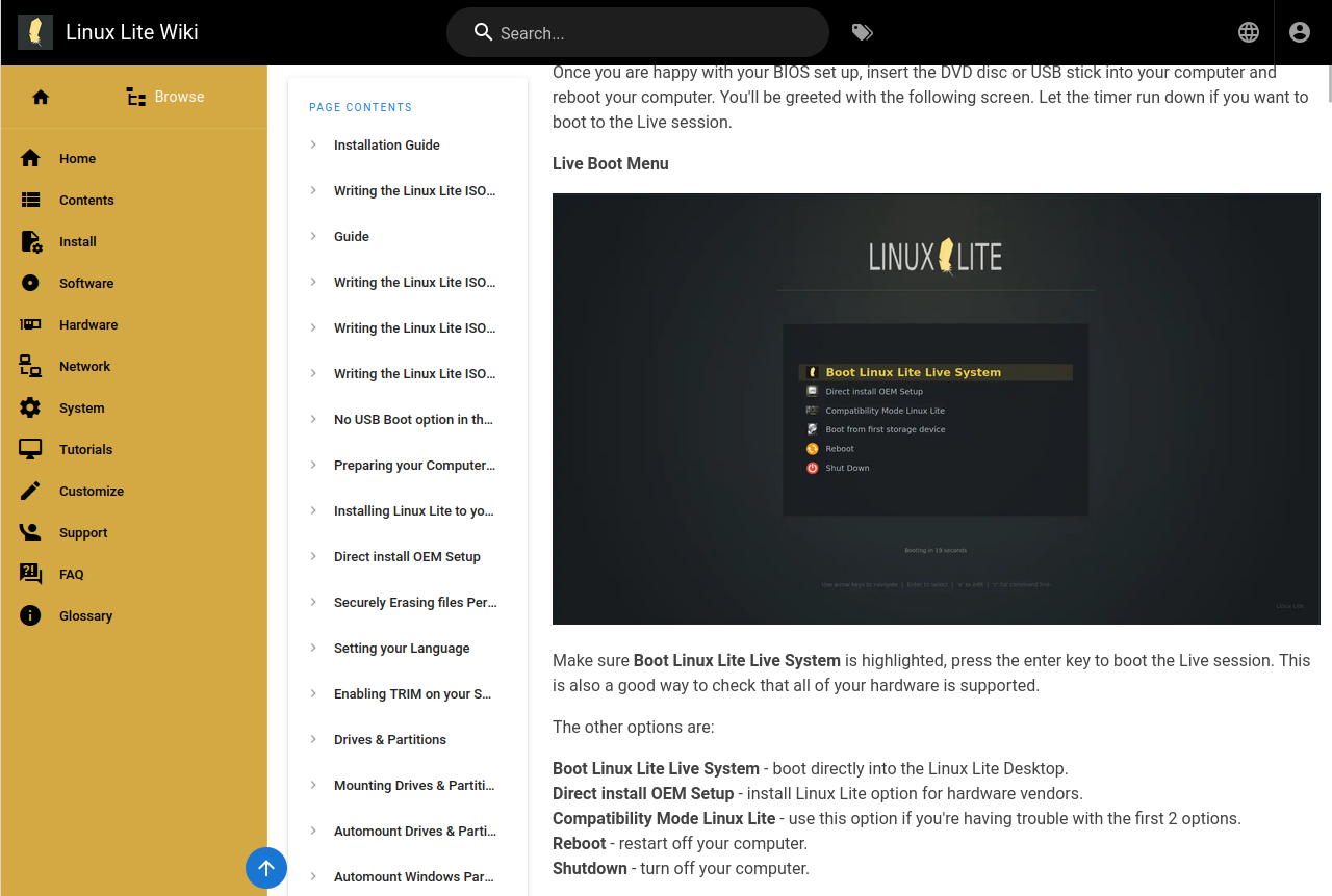 Linux Lite Wiki with previews